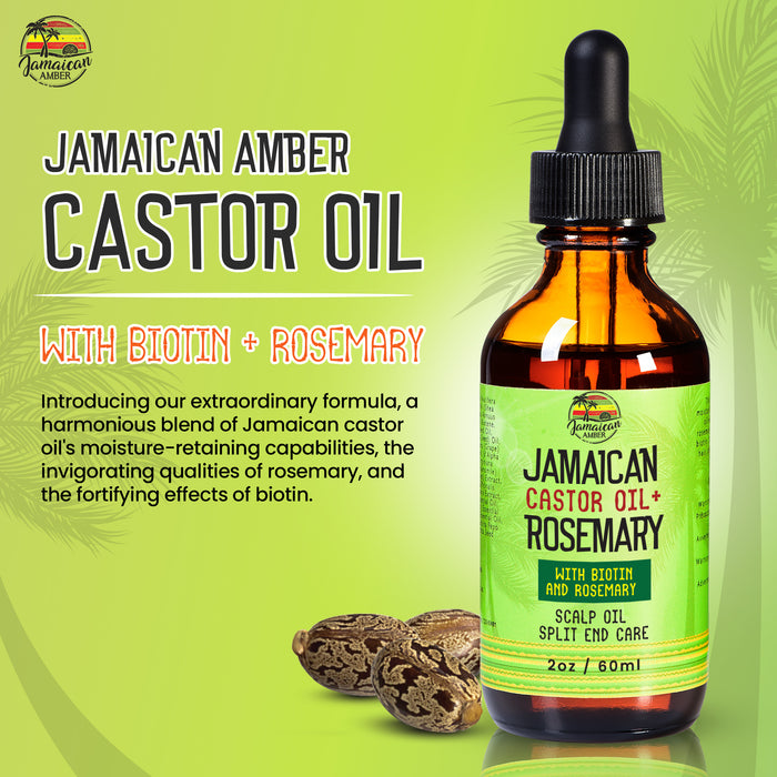 Jamaican Amber Jamaican Castor Oil & Rosemary Hair Oil  2 oz/60 ml Mitchell Brands - Mitchell Brands - Skin Lightening, Skin Brightening, Fade Dark Spots, Shea Butter, Hair Growth Products