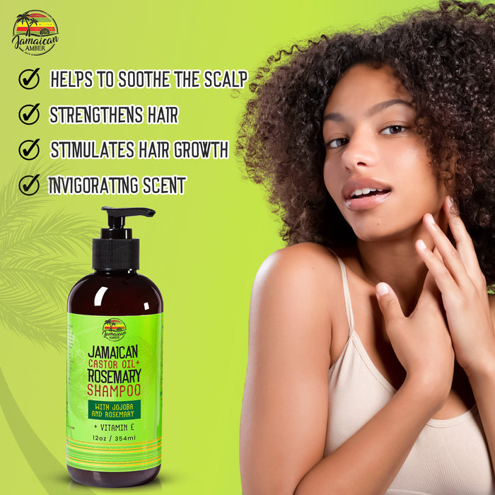 Jamaican Amber Jamaican Castor Oil & Rosemary Shampoo 12 oz/354 ml Mitchell Brands - Mitchell Brands - Skin Lightening, Skin Brightening, Fade Dark Spots, Shea Butter, Hair Growth Products