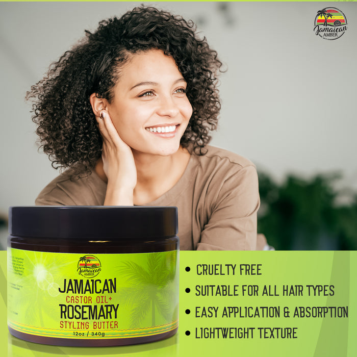 Jamaican Amber Jamaican Castor Oil & Rosemary Hair Styling Butter 12 oz/354 ml Mitchell Brands - Mitchell Brands - Skin Lightening, Skin Brightening, Fade Dark Spots, Shea Butter, Hair Growth Products