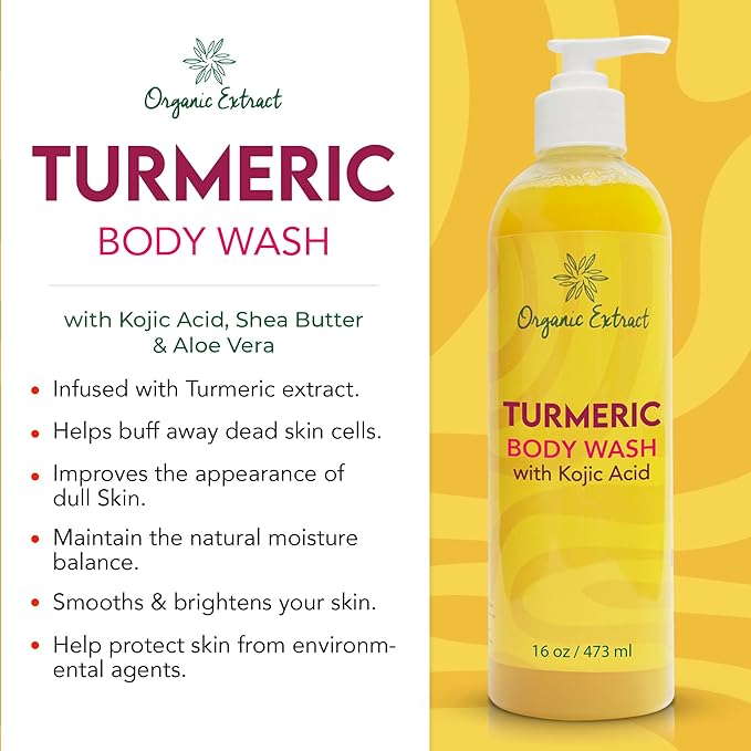 Organic Extract Turmeric Body Wash 16 oz/473 ml Mitchell Brands - Mitchell Brands - Skin Lightening, Skin Brightening, Fade Dark Spots, Shea Butter, Hair Growth Products