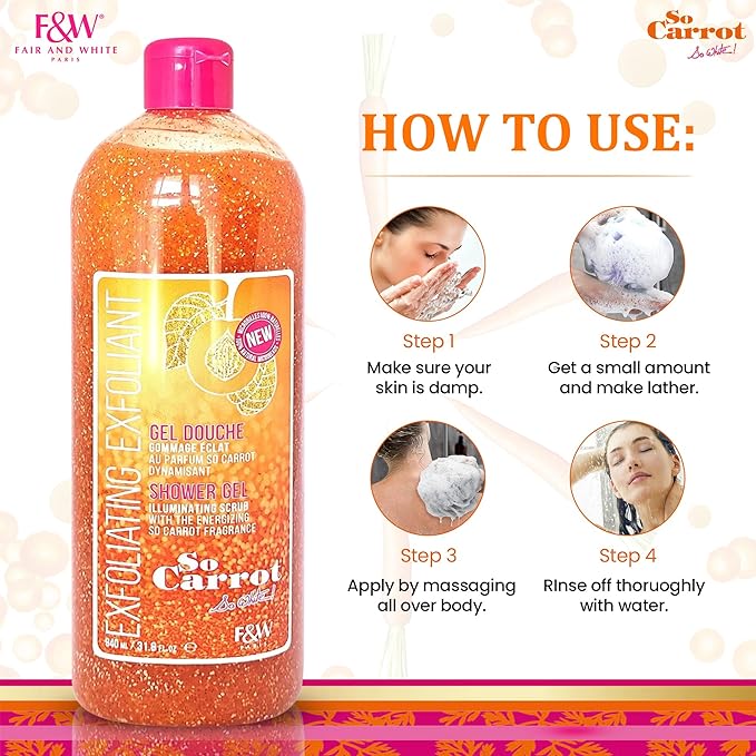 Fair & White So Carrot Exfoliating Shower Gel 940ml – Mitchell Brands