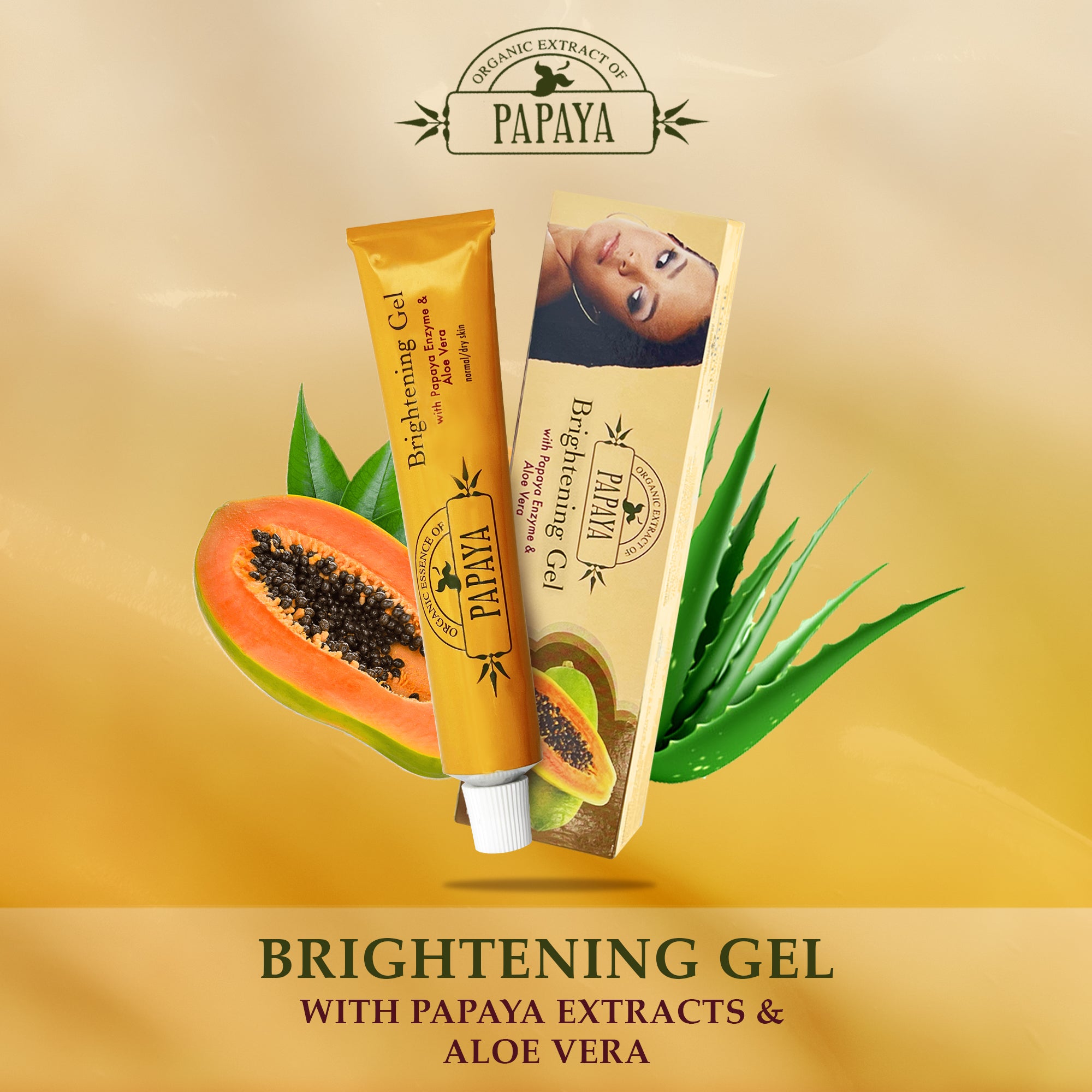 Organic Extract of Papaya Brightening Gel Tube - 30g / 1 Oz FleurDeLis - Mitchell Brands - Skin Lightening, Skin Brightening, Fade Dark Spots, Shea Butter, Hair Growth Products