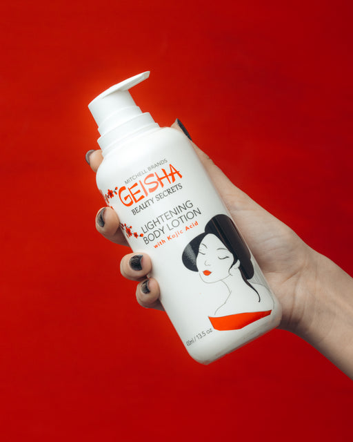 Geisha Beauty Secrets Brighteing Body Lotion with Kojic Acid - Scar-free Skin Tone - 400ml / 13.5 oz - Mitchell Brands