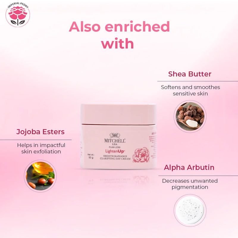 Lighten Up Flaw-Less Smooth Radiance Clarifying Day Cream 50g Mitchell Brands - Mitchell Brands - Skin Lightening, Skin Brightening, Fade Dark Spots, Shea Butter, Hair Growth Products