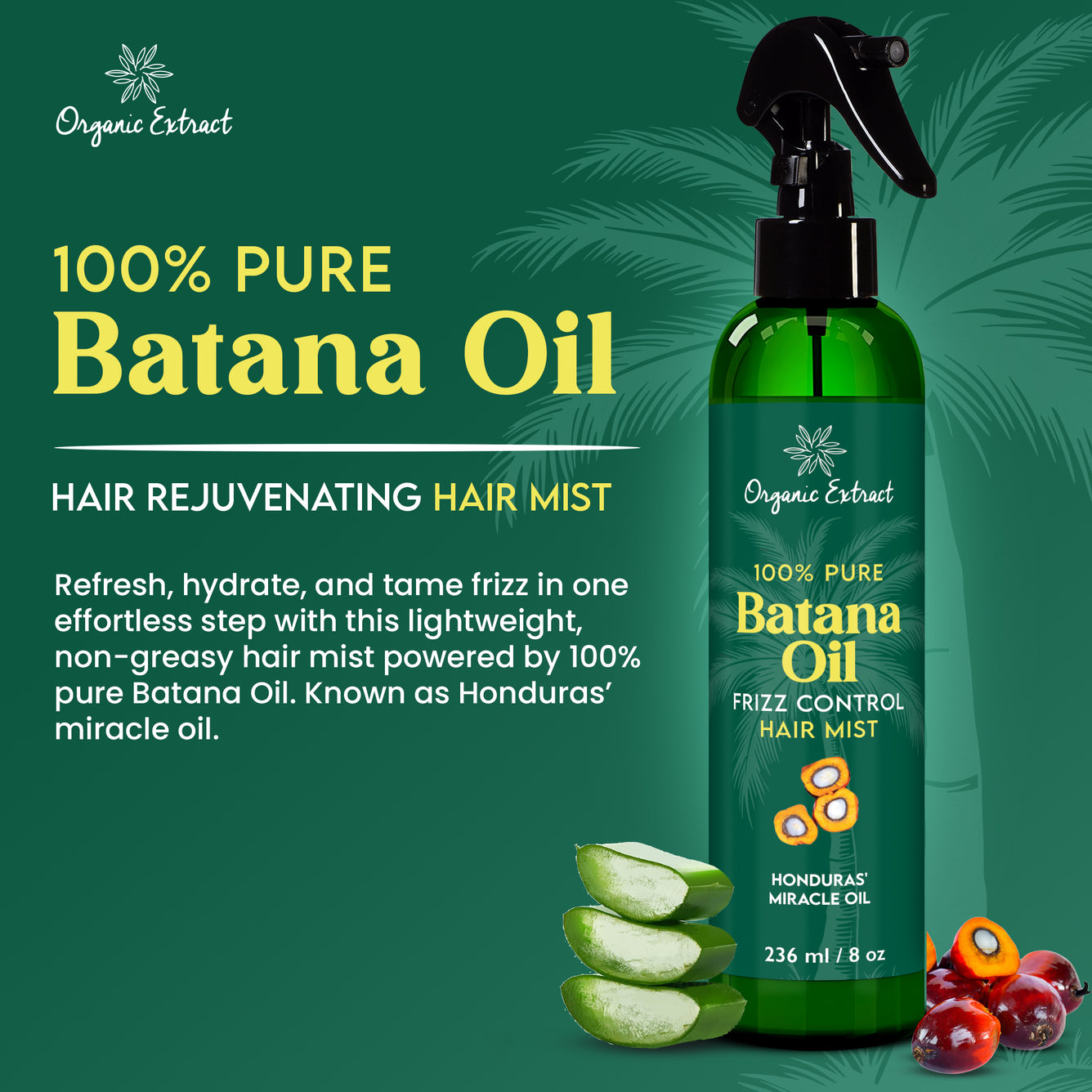 Organic Extract Batana Oil Stimulating Leave in Hair Growth Mist 8 oz / 236ml - Mitchell Brands