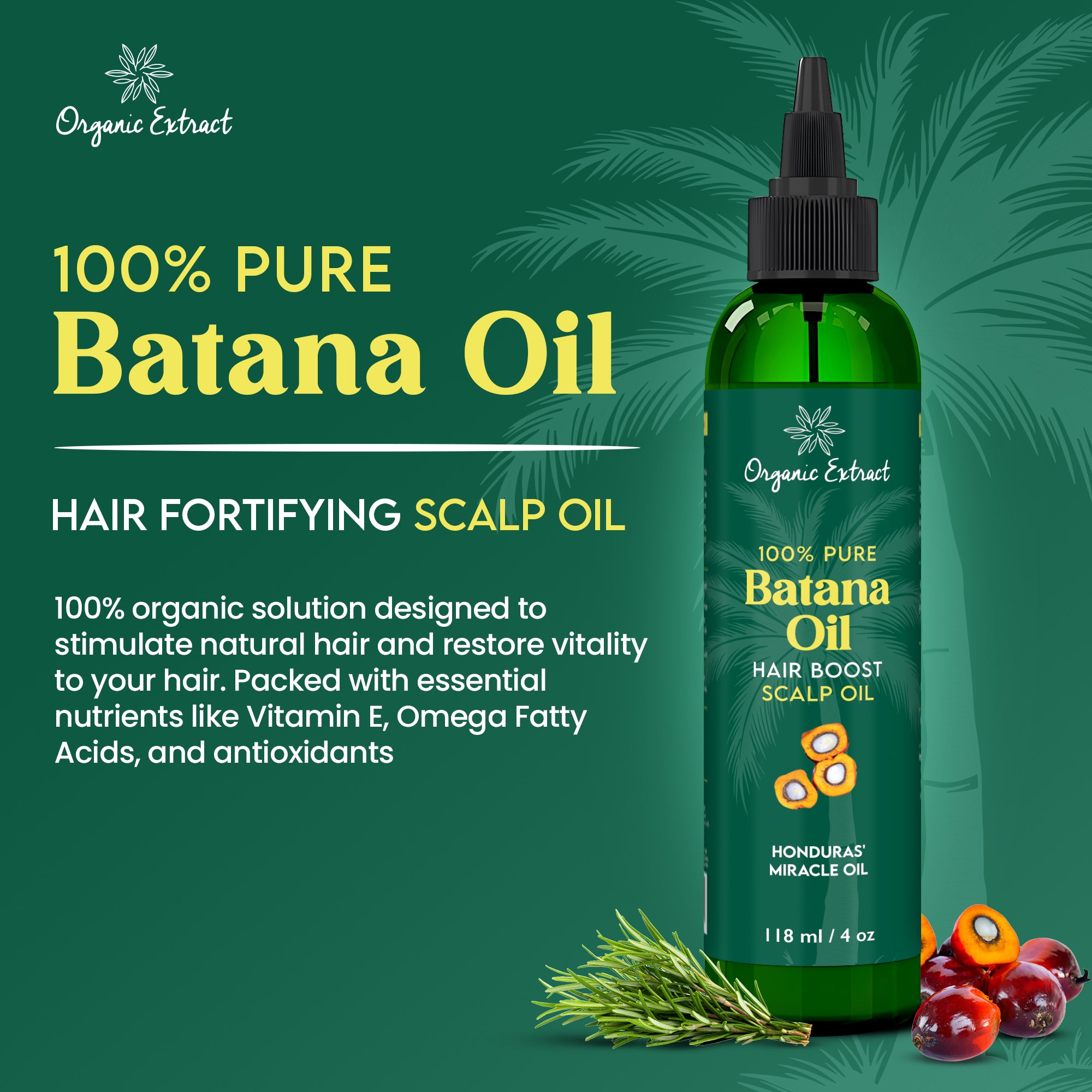 Organic Extract Batana Oil Stimulating Hair Growth Oil 4 oz/118ml - Mitchell Brands