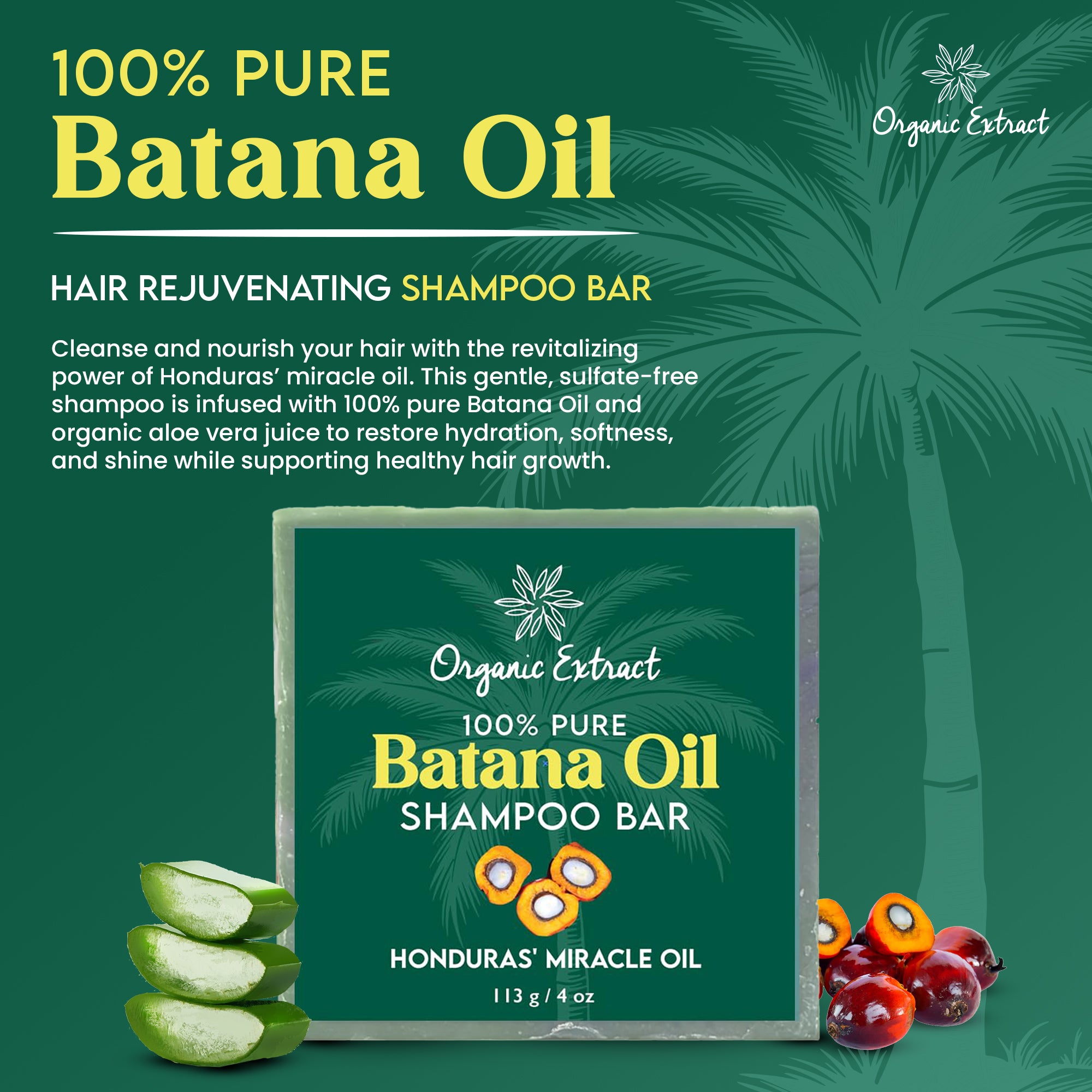 Organic Extract Batana Oil Shampoo bar 4 oz/ 118ml - Mitchell Brands