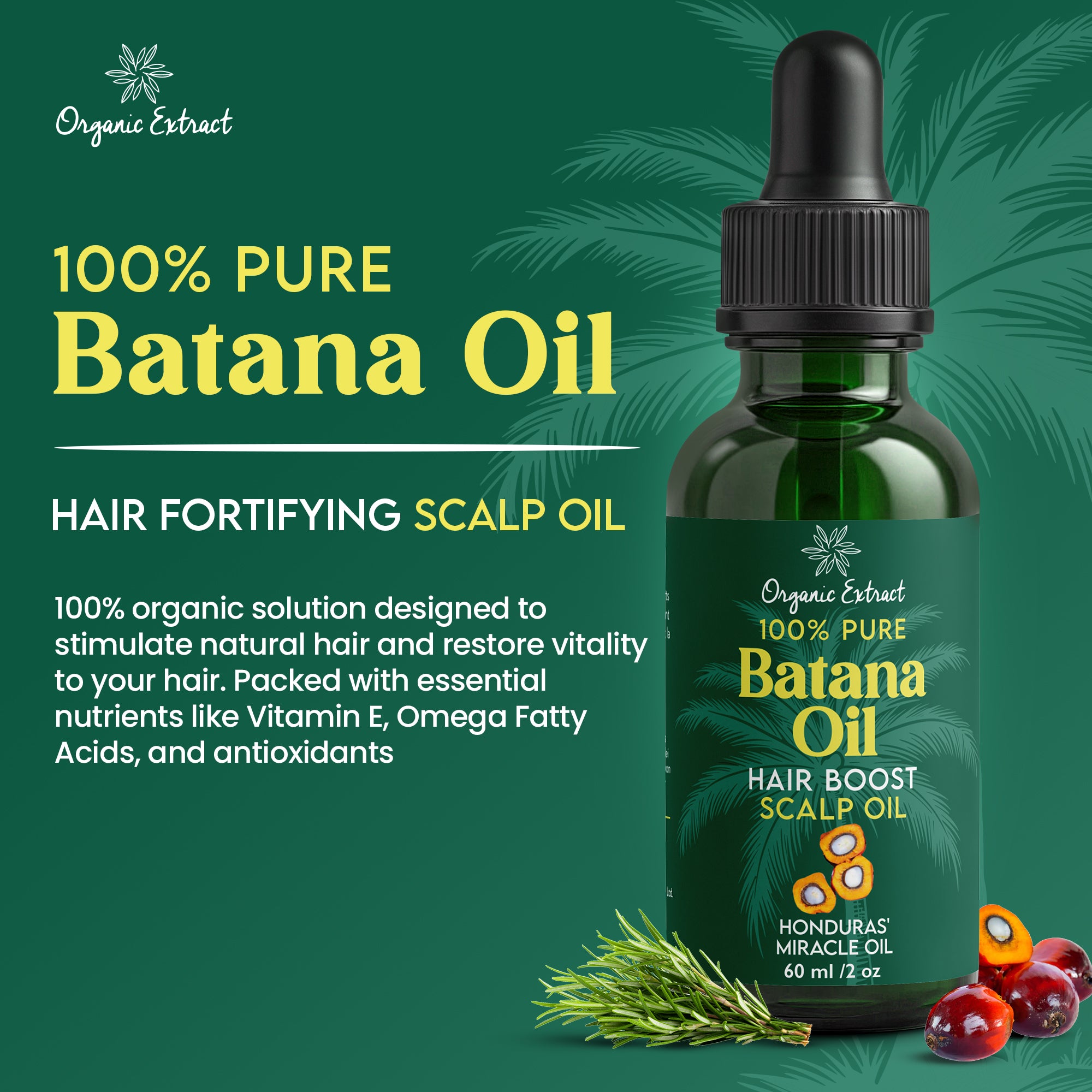 Organic Extract Batana Oil Stimulating Hair Growth Oil 2 oz/ 60ml - Mitchell Brands