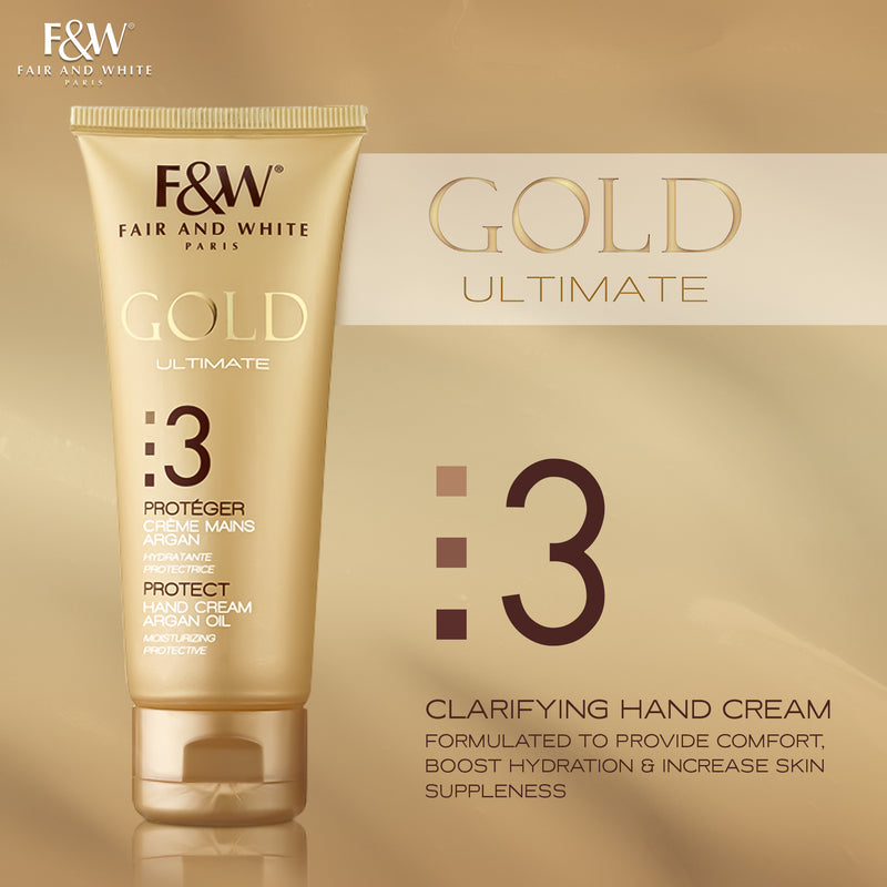 Fair & White Gold Hand Cream with Argan Oil Step #3 - Clarifies  skin - 75ml / 2.54 oz - Mitchell Brands