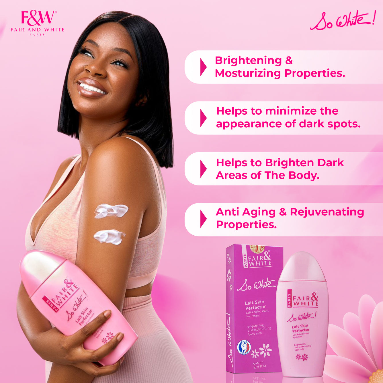 Fair & White So White Skin Perfector Body Lotion- 500ml / 17.6 oz