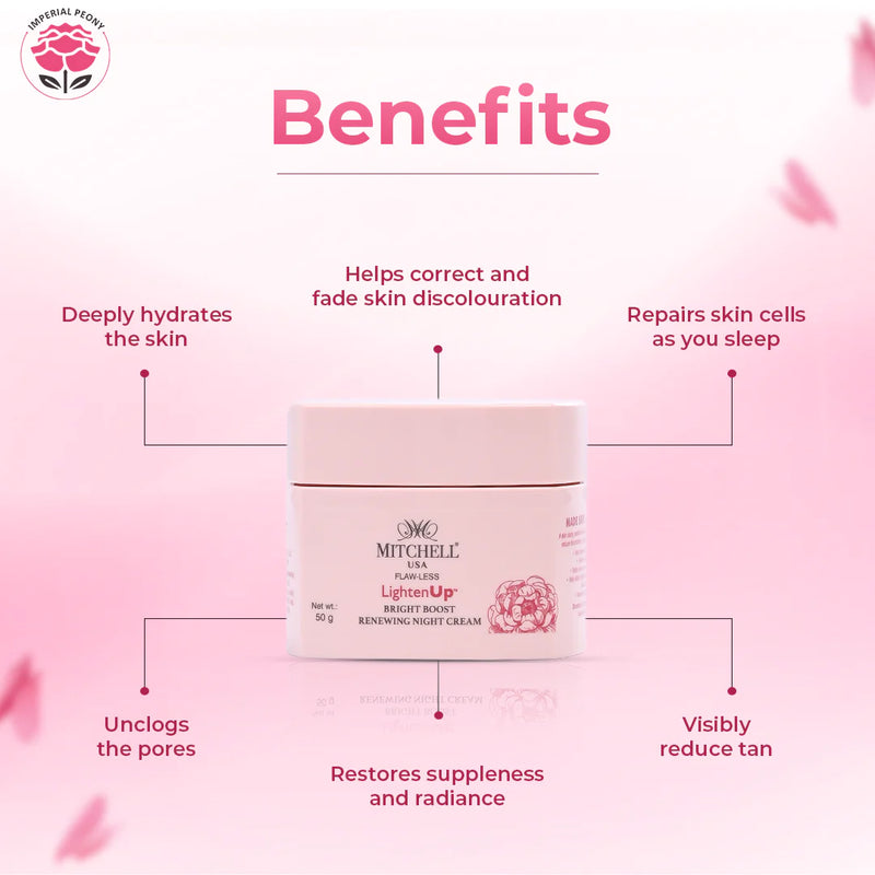 Lighten Up Flaw-Less Bright Boost Renewing Night Cream 50g Mitchell Brands - Mitchell Brands - Skin Lightening, Skin Brightening, Fade Dark Spots, Shea Butter, Hair Growth Products