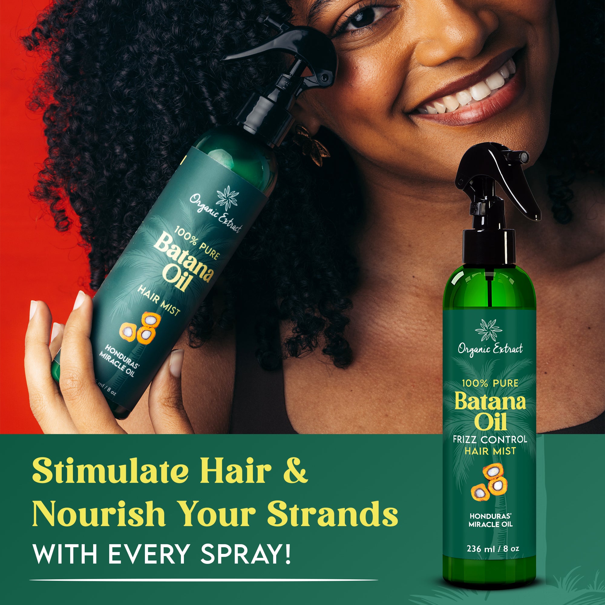 Organic Extract Batana Oil Stimulating Leave in Hair Growth Mist 8 oz / 236ml - Mitchell Brands