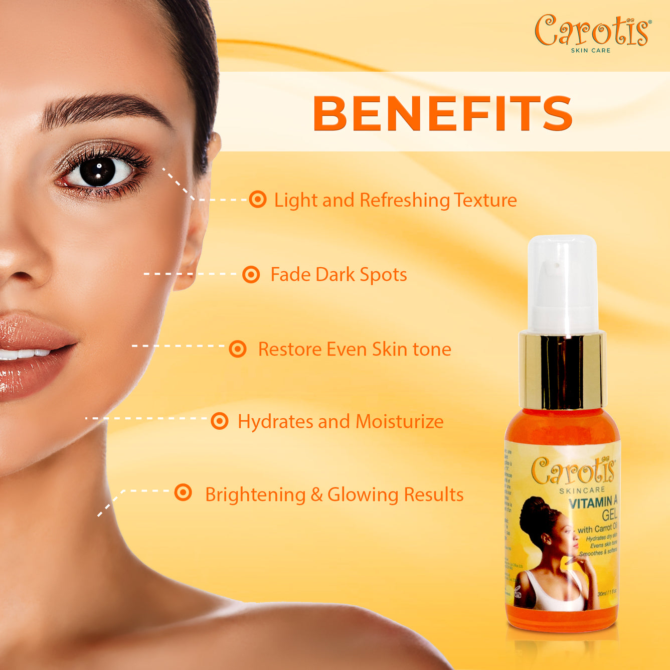 Carotis Vitamin A Glow Gel Mitchell Brands - Mitchell Brands - Skin Lightening, Skin Brightening, Fade Dark Spots, Shea Butter, Hair Growth Products