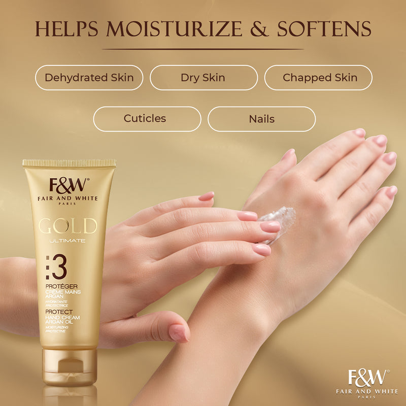 Fair & White Gold Hand Cream with Argan Oil Step #3 - Clarifies  skin - 75ml / 2.54 oz - Mitchell Brands