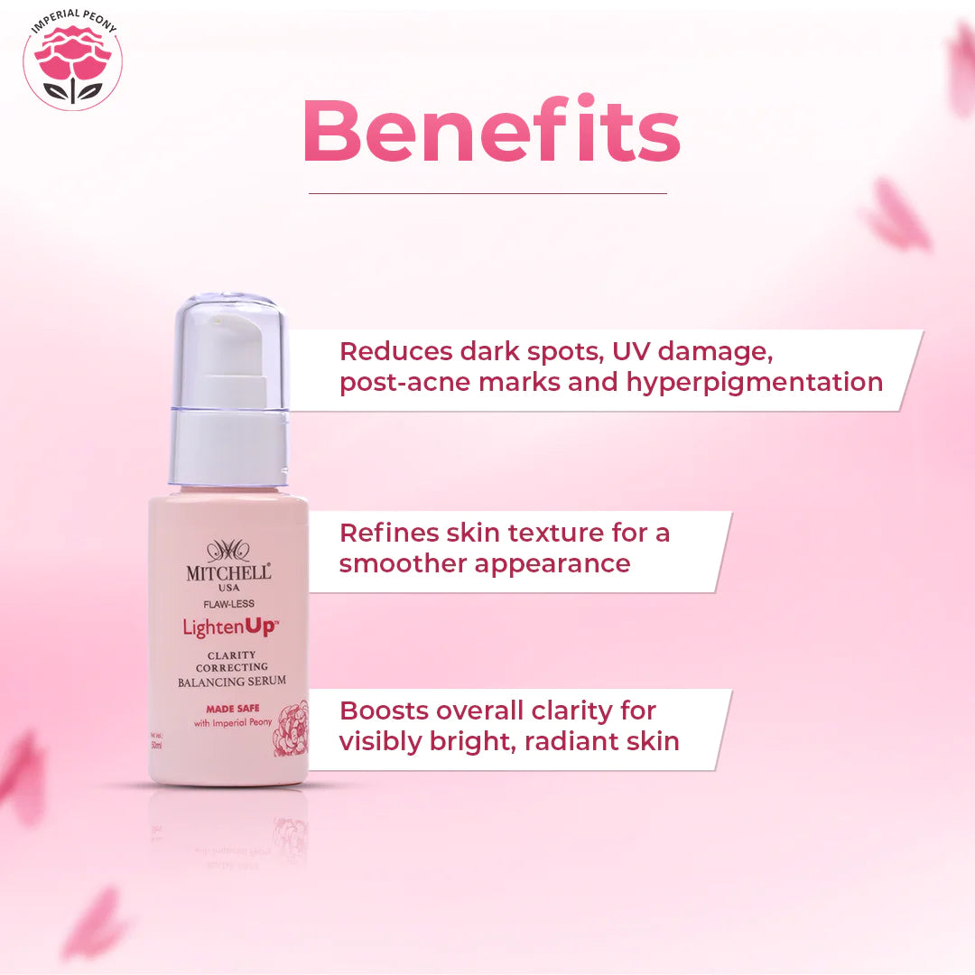 Lighten Up Flaw-Less Clarity Correction Balancing Serum 1.7 fl oz / 50ml Mitchell Brands - Mitchell Brands - Skin Lightening, Skin Brightening, Fade Dark Spots, Shea Butter, Hair Growth Products