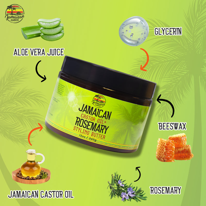 Jamaican Amber Jamaican Castor Oil & Rosemary Hair Styling Butter 12 oz/354 ml Mitchell Brands - Mitchell Brands - Skin Lightening, Skin Brightening, Fade Dark Spots, Shea Butter, Hair Growth Products