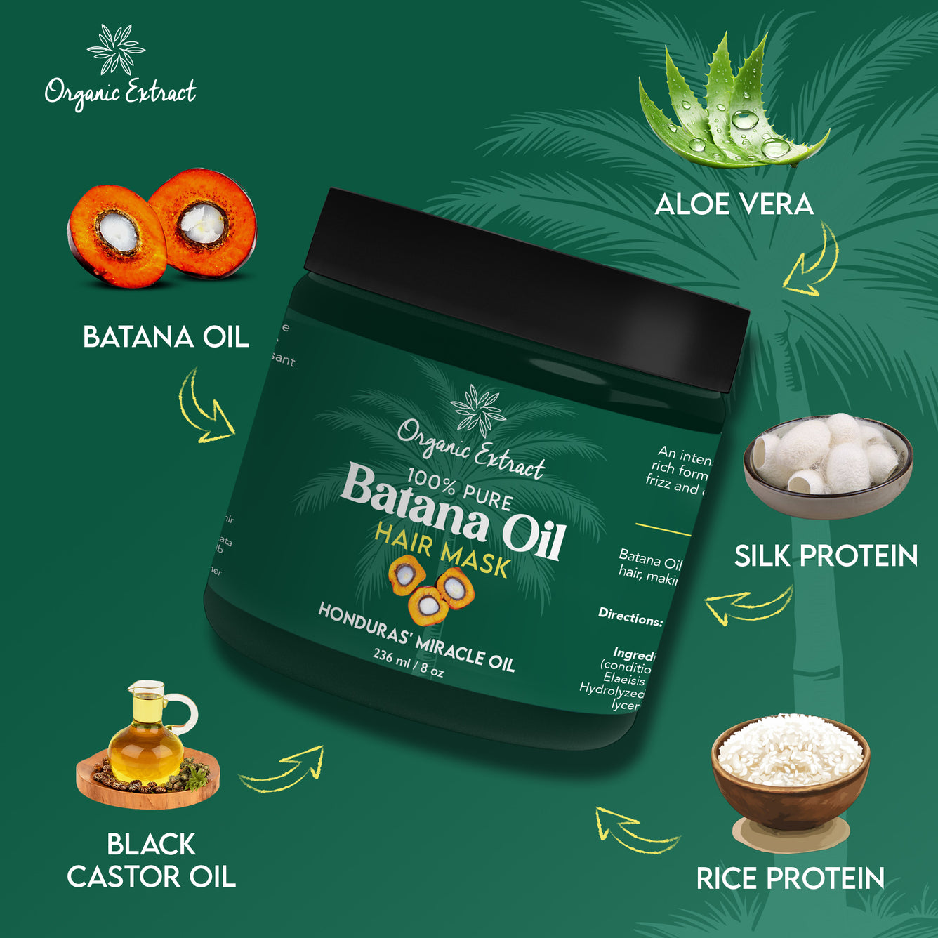 Organic Extract Batana Oil Hair Mask (Deep Conditioner) 8 oz/236ml - Mitchell Brands