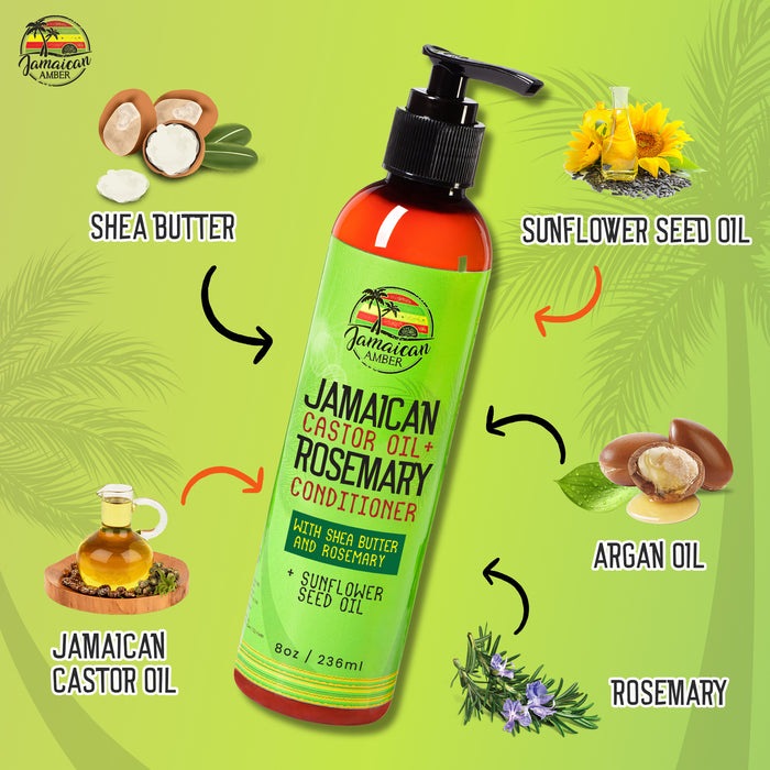 Jamaican Amber Jamaican Castor Oil & Rosemary Leave in Conditioner 8 oz/236 ml Mitchell Brands - Mitchell Brands - Skin Lightening, Skin Brightening, Fade Dark Spots, Shea Butter, Hair Growth Products