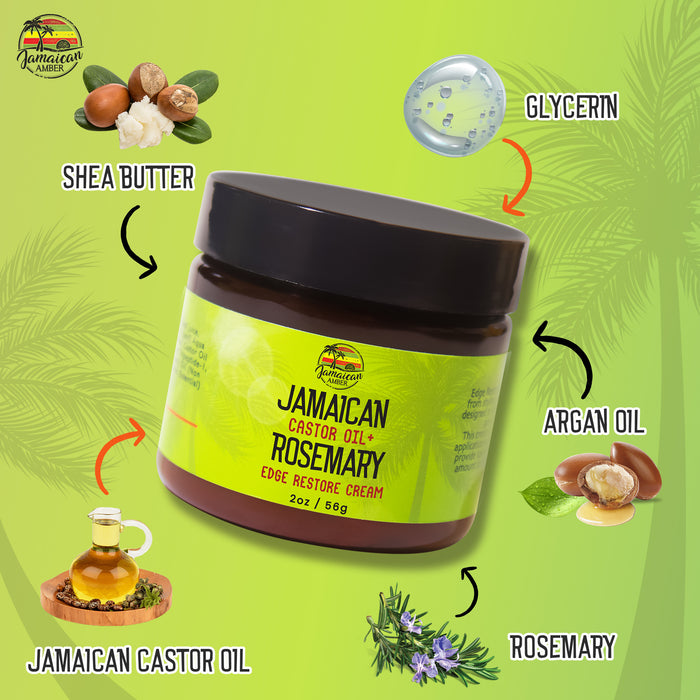 Jamaican Amber Jamaican Castor Oil & Rosemary Edge Restore Cream 2 oz/60 ml Mitchell Brands - Mitchell Brands - Skin Lightening, Skin Brightening, Fade Dark Spots, Shea Butter, Hair Growth Products