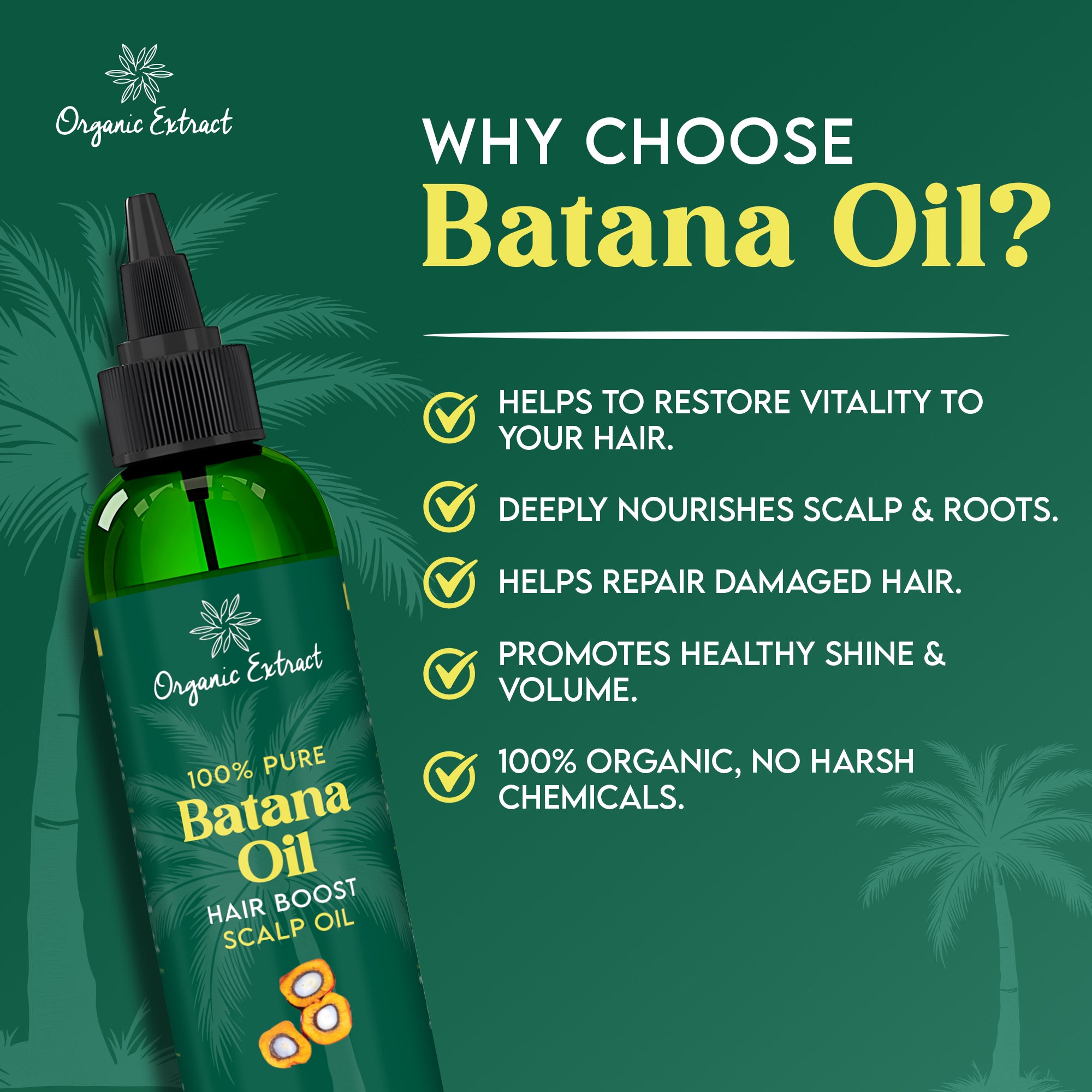 Organic Extract Batana Oil Stimulating Hair Growth Oil 4 oz/118ml - Mitchell Brands