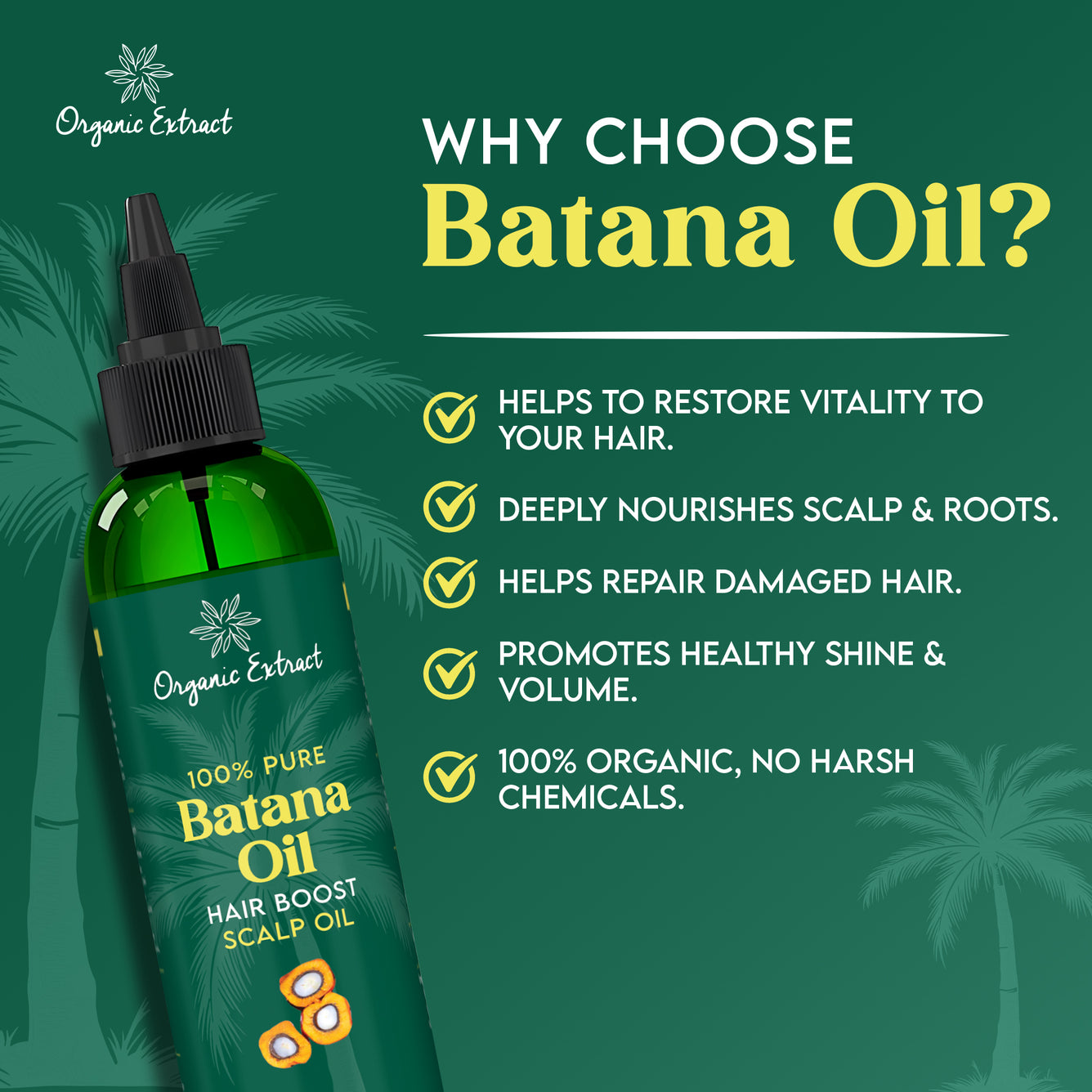 Organic Extract Batana Oil Stimulating Hair Growth Oil 4 oz/118ml - Mitchell Brands