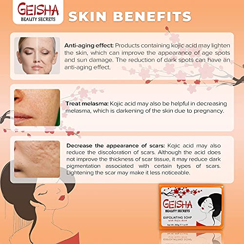 Geisha Beauty Secrets Exfoliating Soap with Kojic Acid - 200g / 7.1 oz Mitchell Brands - Mitchell Brands - Skin Lightening, Skin Brightening, Fade Dark Spots, Shea Butter, Hair Growth Products