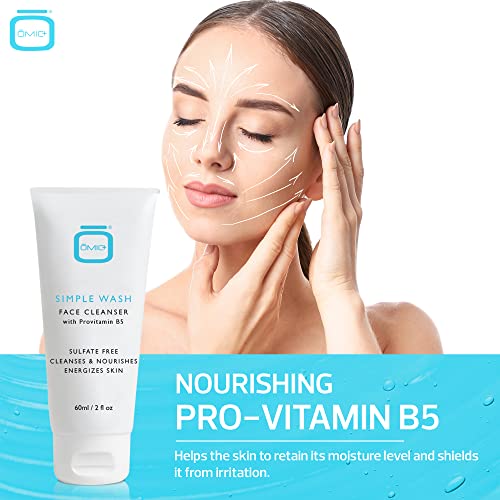 Omic+ Simple Wash Face Cleanser - with ProVitamin B5 - 60ml / 2 Fl Oz Mitchell Brands - Mitchell Brands - Skin Lightening, Skin Brightening, Fade Dark Spots, Shea Butter, Hair Growth Products