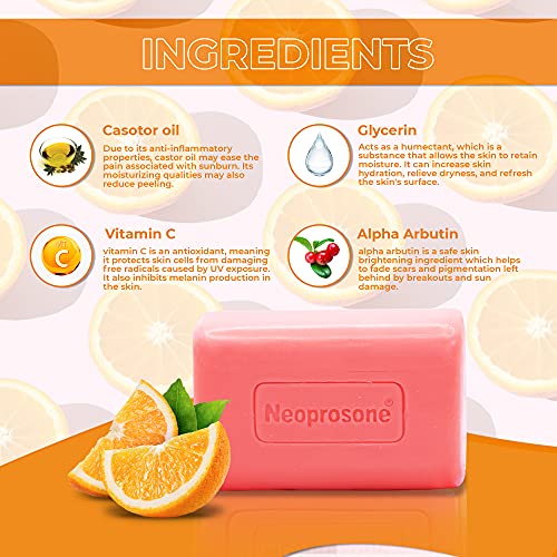 Neoprosone Cleansing Bar Soap with Vitamin C - 200g / 4.4 Oz Neoprosone Vitamin "C" - Mitchell Brands - Skin Lightening, Skin Brightening, Fade Dark Spots, Shea Butter, Hair Growth Products