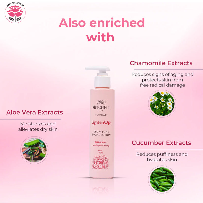 Lighten Up Flaw-Less Glow Tone Facial Lotion 100ml Mitchell Brands - Mitchell Brands - Skin Lightening, Skin Brightening, Fade Dark Spots, Shea Butter, Hair Growth Products