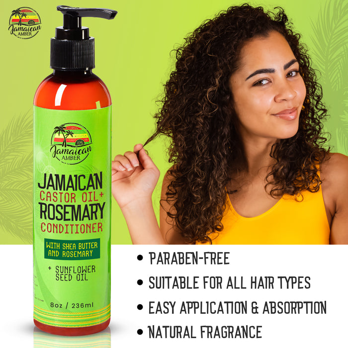 Jamaican Amber Jamaican Castor Oil & Rosemary Leave in Conditioner 8 oz/236 ml Mitchell Brands - Mitchell Brands - Skin Lightening, Skin Brightening, Fade Dark Spots, Shea Butter, Hair Growth Products