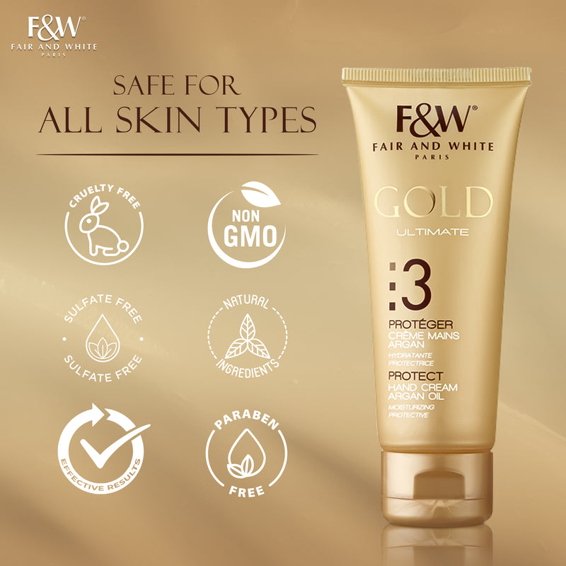 Fair & White Gold Hand Cream with Argan Oil Step #3 - Clarifies  skin - 75ml / 2.54 oz - Mitchell Brands