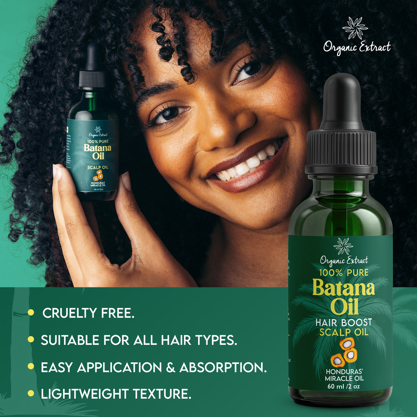 Organic Extract Batana Oil Stimulating Hair Growth Oil 2 oz/ 60ml - Mitchell Brands