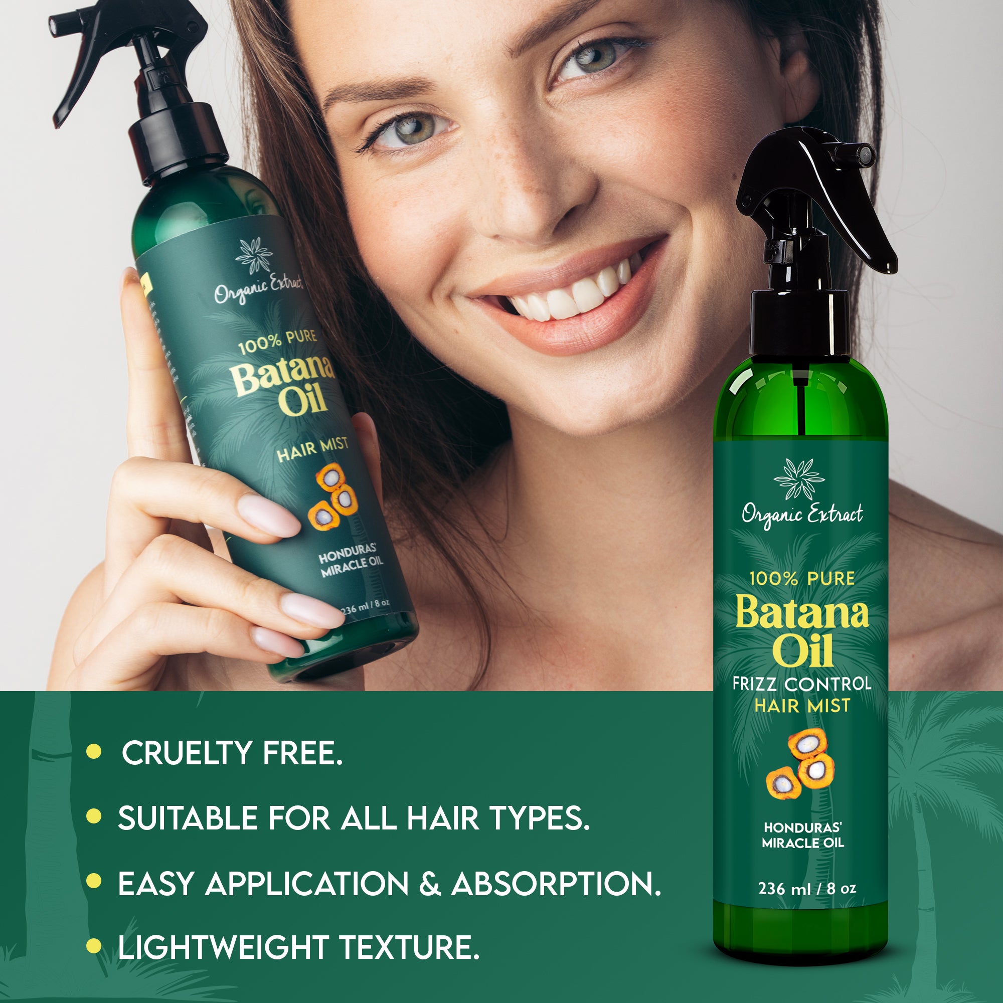 Organic Extract Batana Oil Stimulating Leave in Hair Growth Mist 8 oz / 236ml - Mitchell Brands