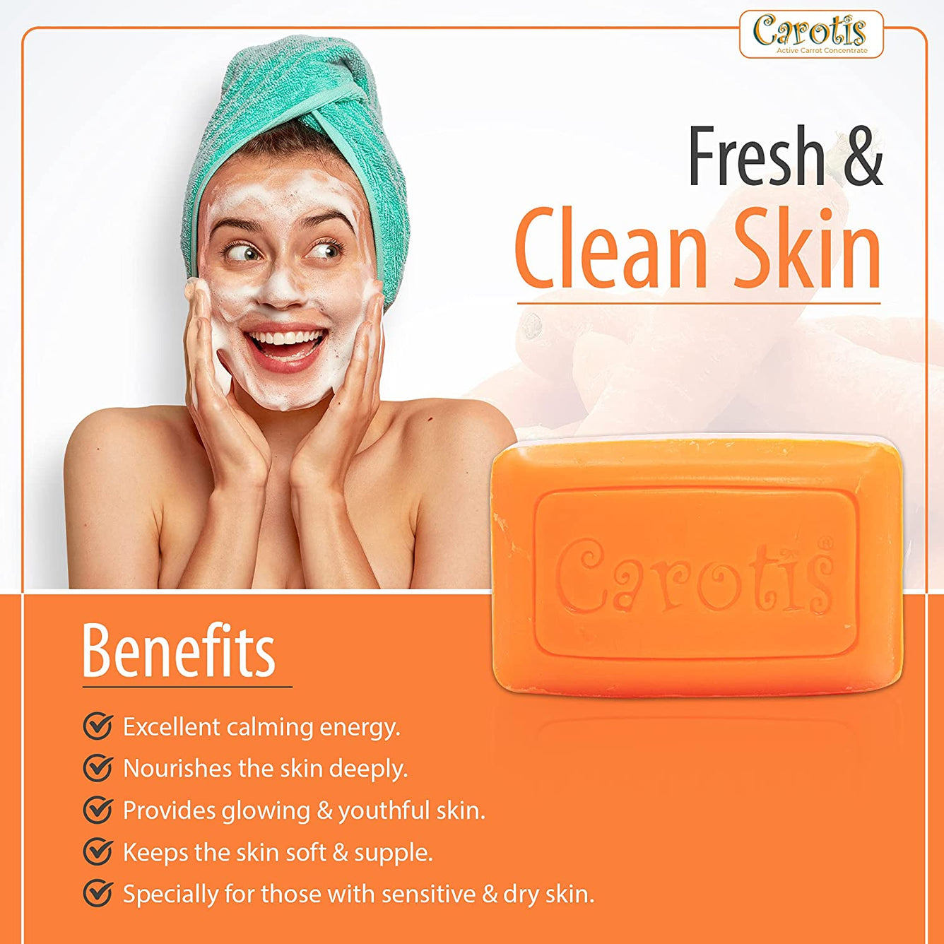 Carotis Soap 80gr 12 Pack Mitchell Brands - Mitchell Brands - Skin Lightening, Skin Brightening, Fade Dark Spots, Shea Butter, Hair Growth Products