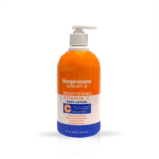 Neoprosone Brightening Body Lotion with Vitamin C - 500ml / 16.9 Oz Neoprosone Vitamin "C" - Mitchell Brands - Skin Lightening, Skin Brightening, Fade Dark Spots, Shea Butter, Hair Growth Products