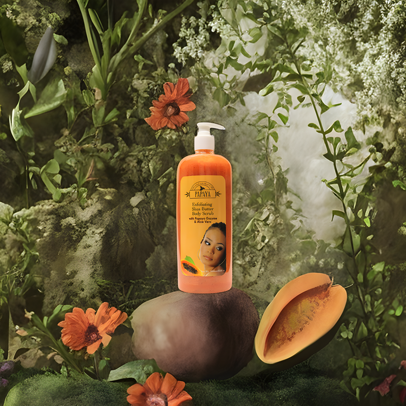 Organic Extract of Papaya Exfoliating Shea Butter Body Scrub 1000ml Mitchell Group USA, LLC - Mitchell Brands - Skin Lightening, Skin Brightening, Fade Dark Spots, Shea Butter, Hair Growth Products