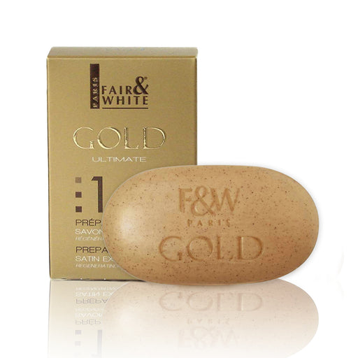Fair & White Gold Satin Exfoliating Bar Soap - Revives Skin - 200g / 7 oz Fair & White - Mitchell Brands - Skin Lightening, Skin Brightening, Fade Dark Spots, Shea Butter, Hair Growth Products