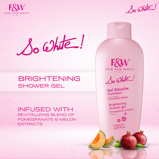 Fair & White So White Brightening Shower Gel - Ultra-refreshing Shower Gel - 1000ml / 33.81 fl oz Fair & White So White - Mitchell Brands - Skin Lightening, Skin Brightening, Fade Dark Spots, Shea Butter, Hair Growth Products