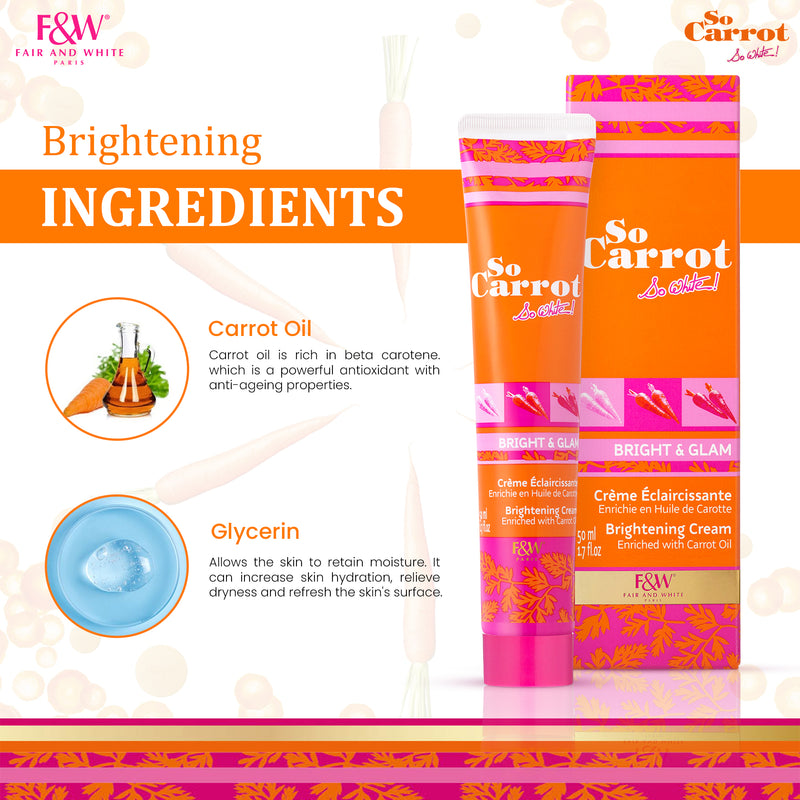 Fair & White So Carrot Brightening Cream 50ml / 1.7 fl. oz Fair & White So Carrot NEW - Mitchell Brands - Skin Lightening, Skin Brightening, Fade Dark Spots, Shea Butter, Hair Growth Products