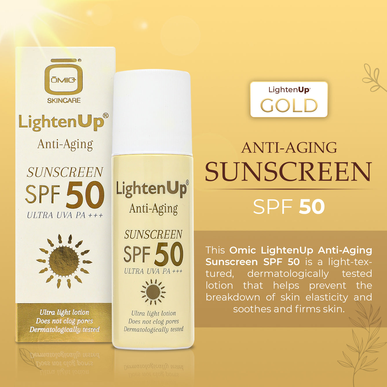 Omic LightenUp Anti-Aging Sunscreen SPF 50 LightenUp - Mitchell Brands - Skin Lightening, Skin Brightening, Fade Dark Spots, Shea Butter, Hair Growth Products