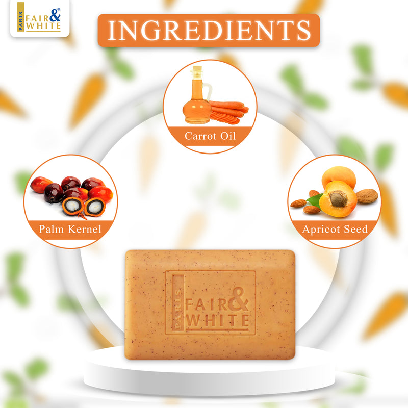 Fair & White Original Carrot Exfoliating Soap - For Instant Glowing Skin - 200g / 7 oz Fair & White Original - Mitchell Brands - Skin Lightening, Skin Brightening, Fade Dark Spots, Shea Butter, Hair Growth Products