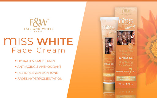 Miss White Carrot Brightening Face Cream 50ml Mitchell Brands - Mitchell Brands - Skin Lightening, Skin Brightening, Fade Dark Spots, Shea Butter, Hair Growth Products