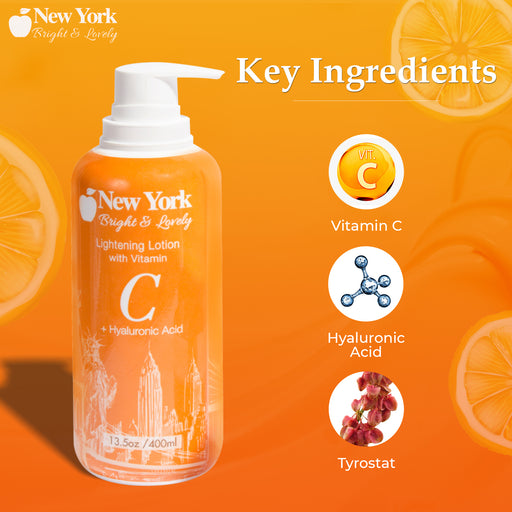 New York Bright & Lovely Lightening Lotion w Vitamin C and Hyaluronic Acid - 400ml / 13.5 Oz Mitchell Brands - Mitchell Brands - Skin Lightening, Skin Brightening, Fade Dark Spots, Shea Butter, Hair Growth Products