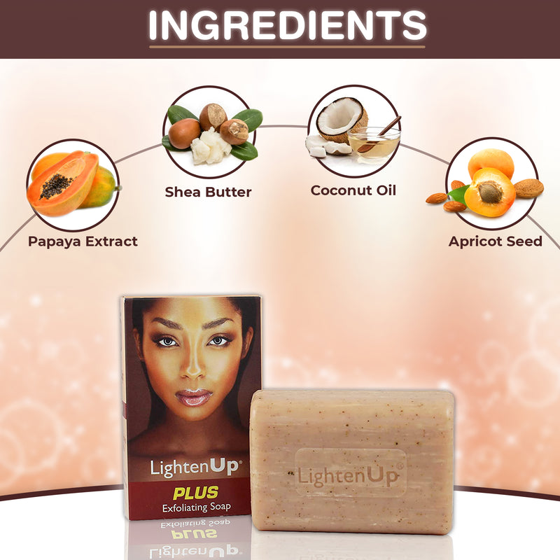 Omic LightenUp PLUS Exfoliating Soap - 200g LightenUp - Mitchell Brands - Skin Lightening, Skin Brightening, Fade Dark Spots, Shea Butter, Hair Growth Products