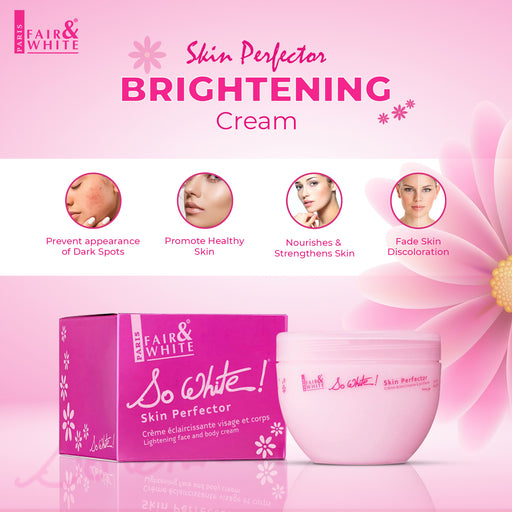 Fair & White So White Skin Perfector Purifying Cream - Lightening Agent - 250ml / 8.4 oz Fair & White So White - Mitchell Brands - Skin Lightening, Skin Brightening, Fade Dark Spots, Shea Butter, Hair Growth Products