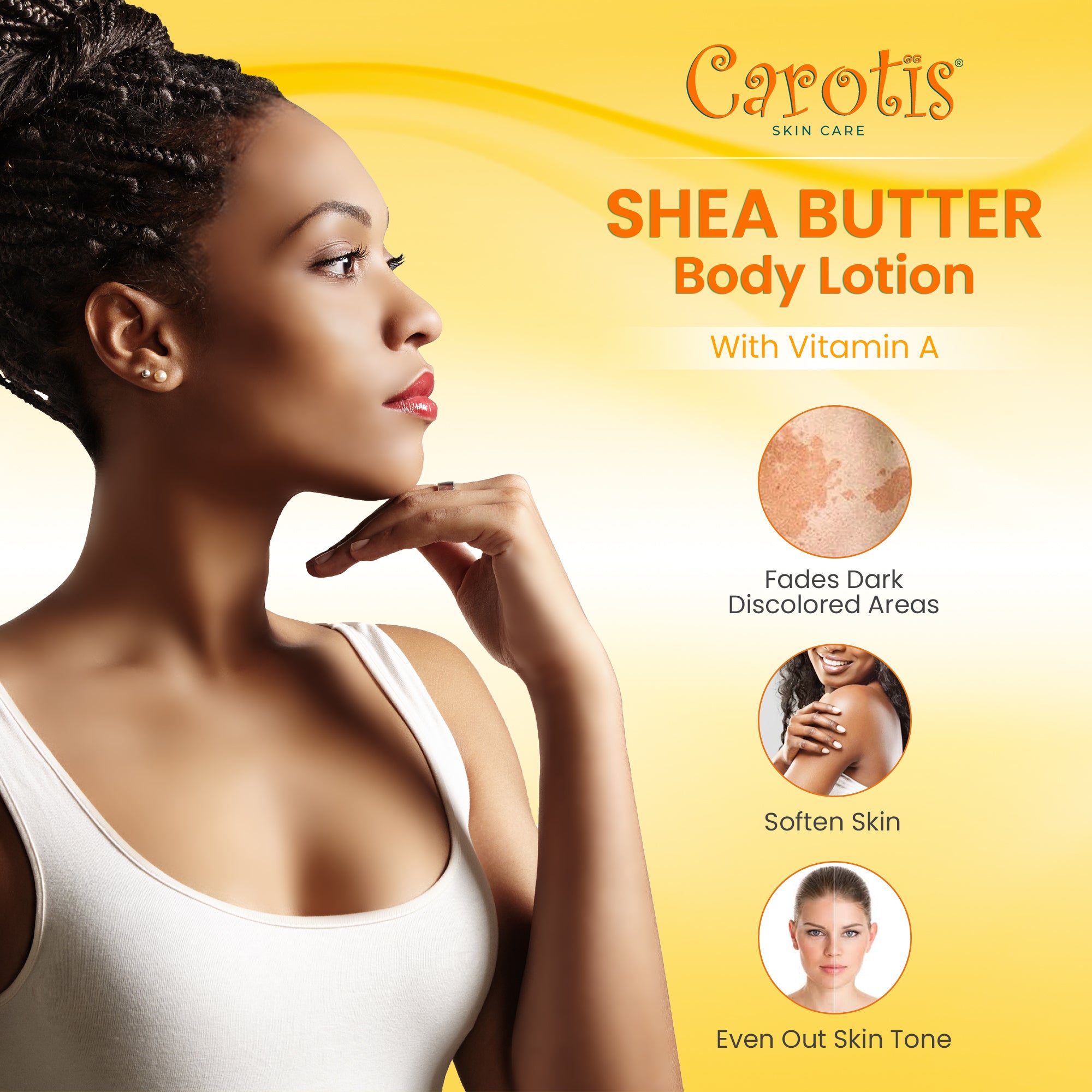 Carotis Brightening Shea Butter Body Lotion with Vitamin A - 500ml / 17.6 fl oz Mitchell Brands - Mitchell Brands - Skin Lightening, Skin Brightening, Fade Dark Spots, Shea Butter, Hair Growth Products