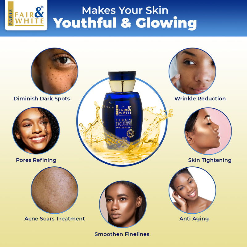 Fair & White Exclusive Whitenizer Serum NHQ - 30ml / 1 fl oz Fair & White Exclusive - Mitchell Brands - Skin Lightening, Skin Brightening, Fade Dark Spots, Shea Butter, Hair Growth Products