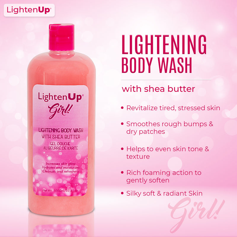 Omic LightenUp Girl! Exfoliating Shower Gel - 1000ml / 33.81 Oz Mitchell Brands - Mitchell Brands - Skin Lightening, Skin Brightening, Fade Dark Spots, Shea Butter, Hair Growth Products