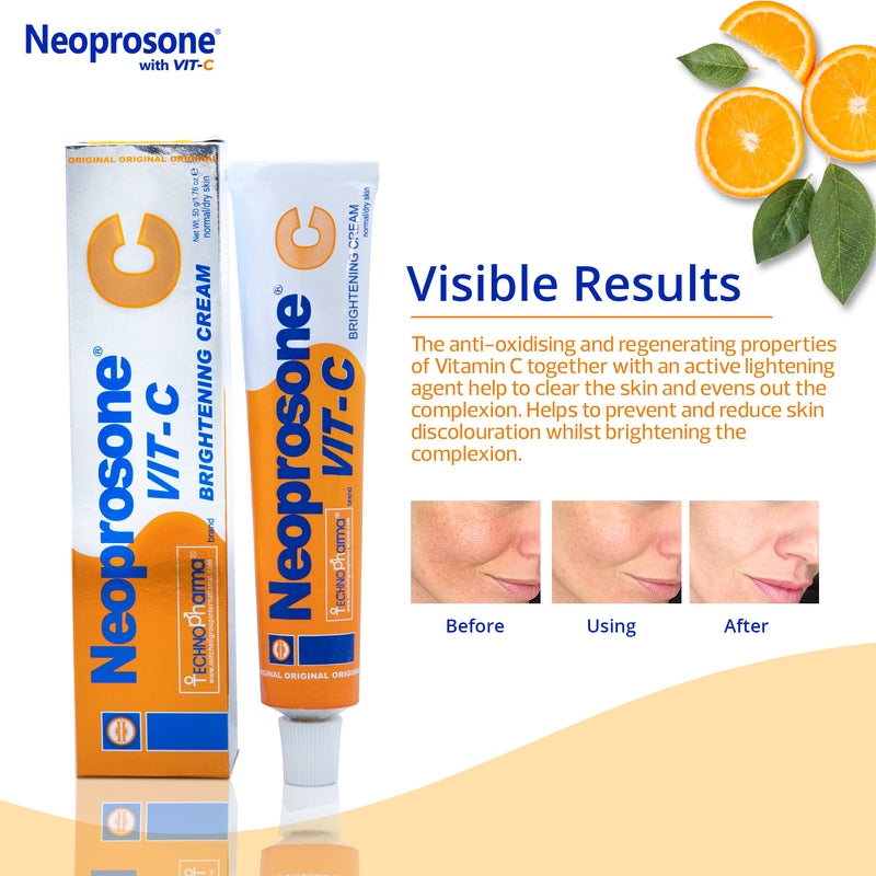 Neoprosone Brightening Cream with Vitamin C - 50g / 1.75 Fl Oz Neoprosone Vitamin "C" - Mitchell Brands - Skin Lightening, Skin Brightening, Fade Dark Spots, Shea Butter, Hair Growth Products