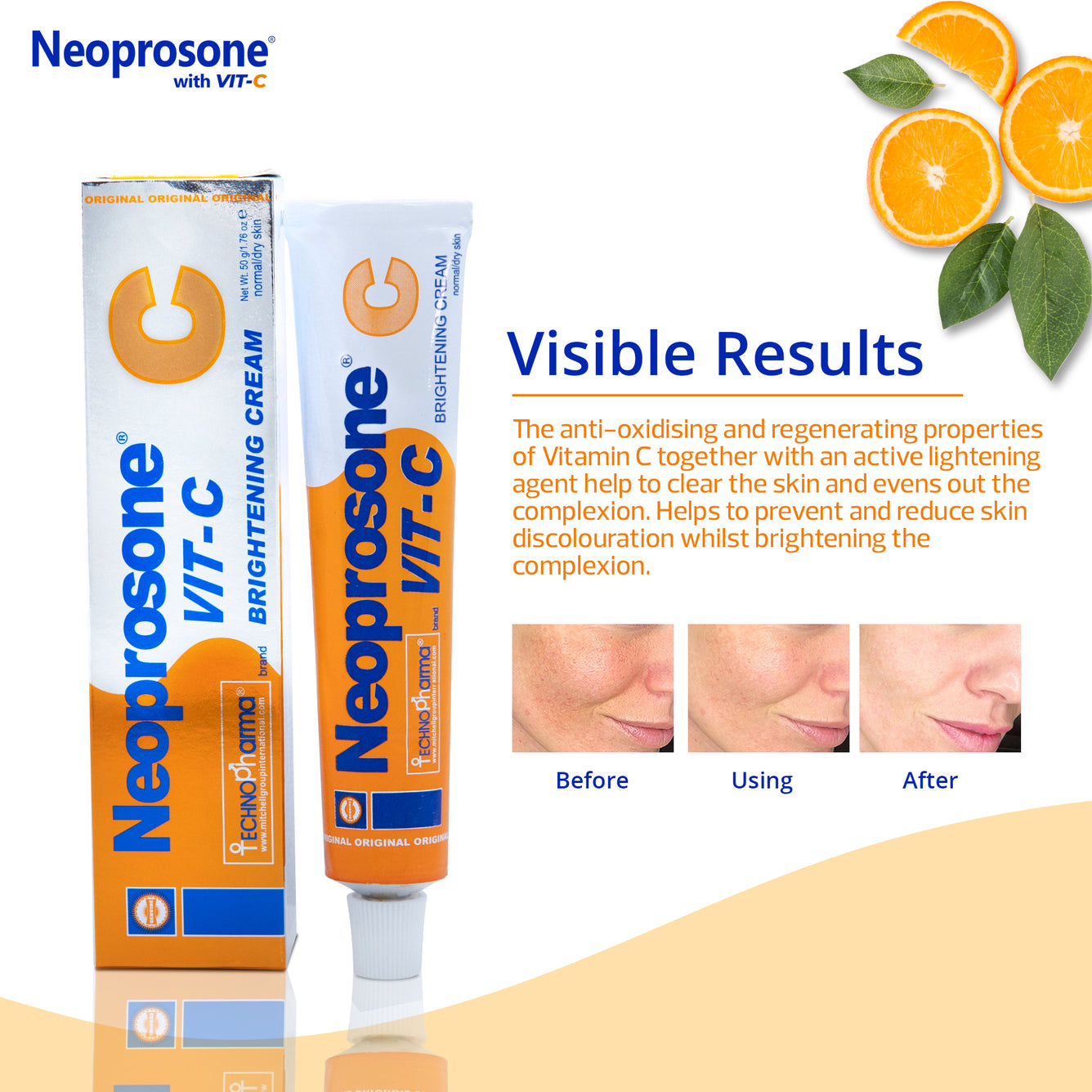 Neoprosone Brightening Cream with Vitamin C - 50g / 1.75 Fl Oz Neoprosone Vitamin 